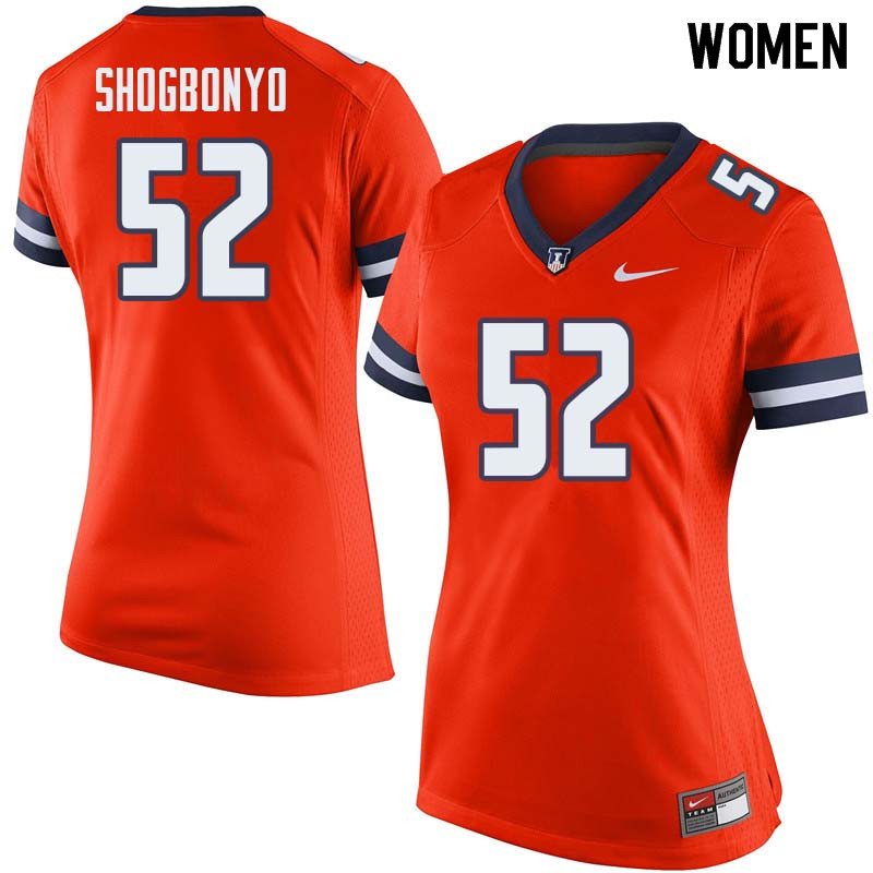 Women #52 Ayo Shogbonyo Illinois Fighting Illini College Football Jerseys Sale-Orange